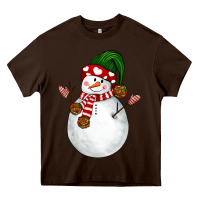 Chocolate Brown Snowman Heavy Core Tee - NancyCooperArtShop