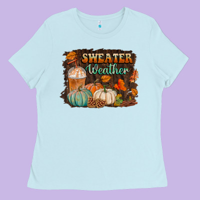 Sweater Weather Ladies Tee Designed By Bundleandbundleshop
