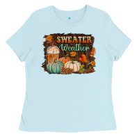 Baby Blue sweater weather Ladies Tee - BundleAndBundleShop