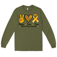 Army Green peace love cure childhood cancer Long Sleeve Tee - Jasminsmagicworld