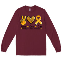 Burgundy peace love cure childhood cancer Long Sleeve Tee - Jasminsmagicworld