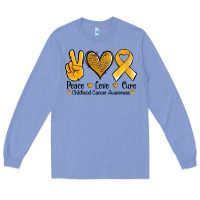 Colony Blue peace love cure childhood cancer Long Sleeve Tee - Jasminsmagicworld