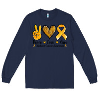 Navy peace love cure childhood cancer Long Sleeve Tee - Jasminsmagicworld