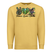 Antique Gold Peace Love Sloths Premium Sweatshirt - LillyAllenDesigns