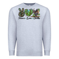 Heather Grey Peace Love Sloths Premium Sweatshirt - LillyAllenDesigns