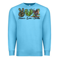 Ocean Blue Peace Love Sloths Premium Sweatshirt - LillyAllenDesigns