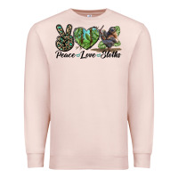 Pale Pink Peace Love Sloths Premium Sweatshirt - LillyAllenDesigns