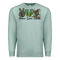 Seafoam Peace Love Sloths Premium Sweatshirt - LillyAllenDesigns