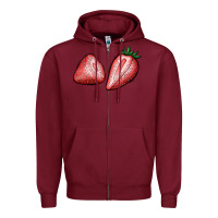Burgundy strawberries Zipper Hoodie - BundleAndBundleShop
