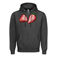 Charcoal Heather strawberries Zipper Hoodie - BundleAndBundleShop