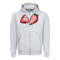 Heather Grey strawberries Zipper Hoodie - BundleAndBundleShop