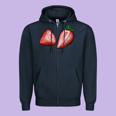 Strawberries Zipper Hoodie Designed By Bundleandbundleshop