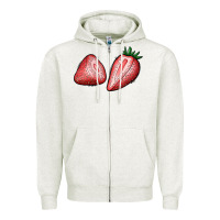 Oatmeal Heather strawberries Zipper Hoodie - BundleAndBundleShop