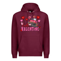 Burgundy hello valentine valentine's day truck Premium Hoodie - FaDigitalArtStudio