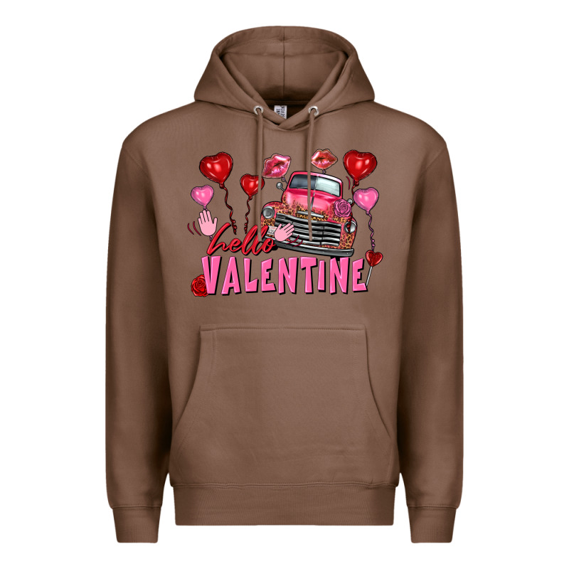 Hello Valentine Valentine's Day Truck Premium Hoodie by FaDigitalArtStudio | Teevron