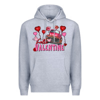 Heather Grey hello valentine valentine's day truck Premium Hoodie - FaDigitalArtStudio
