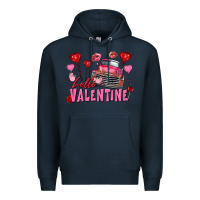 Navy hello valentine valentine's day truck Premium Hoodie - FaDigitalArtStudio