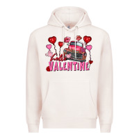 Pale Pink hello valentine valentine's day truck Premium Hoodie - FaDigitalArtStudio