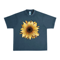 Midnight Navy watercolor sunflower Urban Heavy Tee - JahusDesignShop