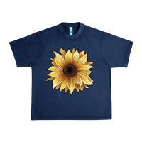 Navy watercolor sunflower Urban Heavy Tee - JahusDesignShop