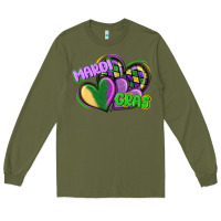 Army Green mardi gras heart Long Sleeve Tee - CowGirlArtShop