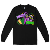 Black mardi gras heart Long Sleeve Tee - CowGirlArtShop