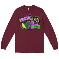 Burgundy mardi gras heart Long Sleeve Tee - CowGirlArtShop