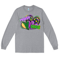 Heather Grey mardi gras heart Long Sleeve Tee - CowGirlArtShop