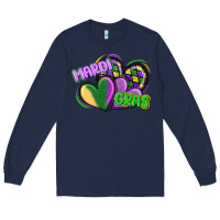 Navy mardi gras heart Long Sleeve Tee - CowGirlArtShop