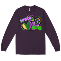 Plum mardi gras heart Long Sleeve Tee - CowGirlArtShop