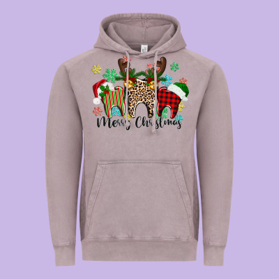 Merry Christmas Tooth Vintage Hoodie Designed By Texasbilliewilder