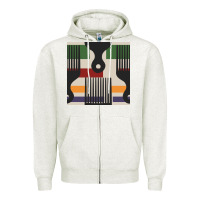 Oatmeal Heather afro comb seamless pattern Zipper Hoodie - BundleAndBundleShop