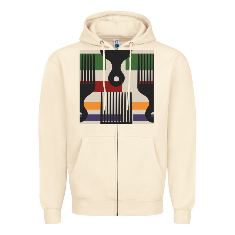 Afro Comb Seamless Pattern Zipper Hoodie by BundleAndBundleShop | Teevron
