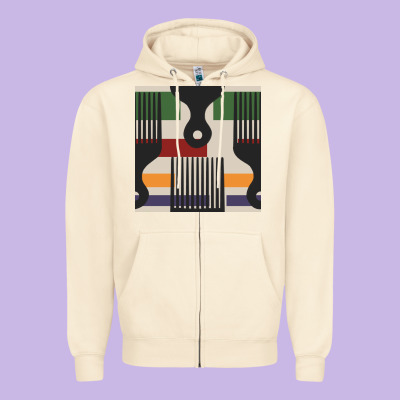 Afro Comb Seamless Pattern Zipper Hoodie Designed By Bundleandbundleshop