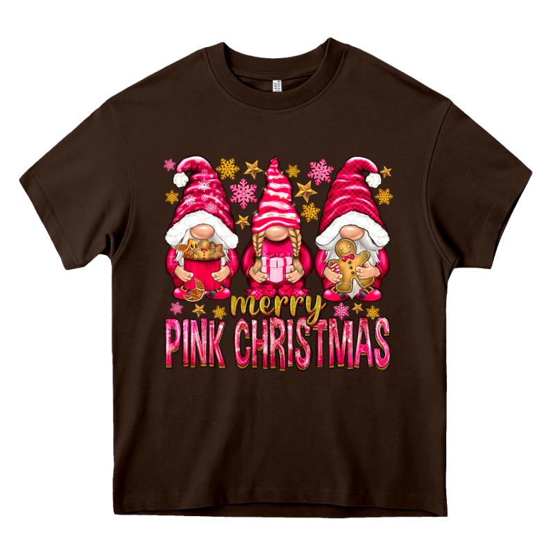 Merry Pink Christmas Gnomes Heavy Core Tee by NancyCooperArtShop | Teevron