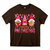 Chocolate Brown Merry pink Christmas gnomes Heavy Core Tee - NancyCooperArtShop