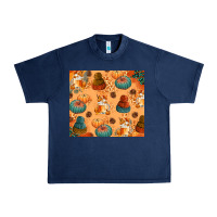 Navy Fall Pumpkins Autumn Coffee Urban Heavy Tee - texasbilliewilder