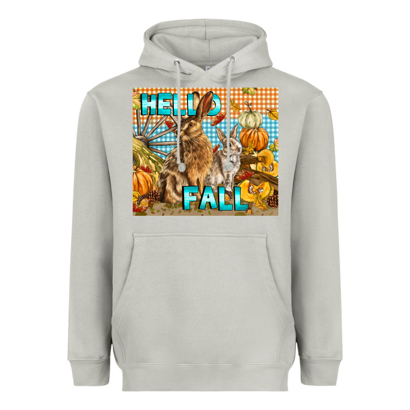 Hello Fall Rabbit Heavyweight Hoodie by LillyAllenDesigns | Teevron