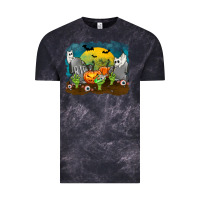 Cloud Black Cemetery with Ghost Cats Vintage Tee - texasbilliewilder