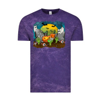 Cloud Purple Cemetery with Ghost Cats Vintage Tee - texasbilliewilder