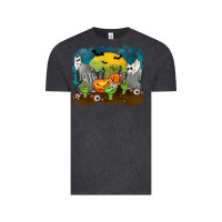 Vintage Black Cemetery with Ghost Cats Vintage Tee - texasbilliewilder