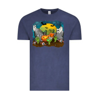 Vintage Denim Cemetery with Ghost Cats Vintage Tee - texasbilliewilder