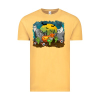 Vintage Mustard Cemetery with Ghost Cats Vintage Tee - texasbilliewilder