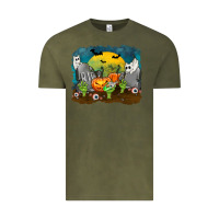 Vintage Olive Cemetery with Ghost Cats Vintage Tee - texasbilliewilder