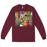 Burgundy teacher autism Long Sleeve Tee - CowGirlArtShop