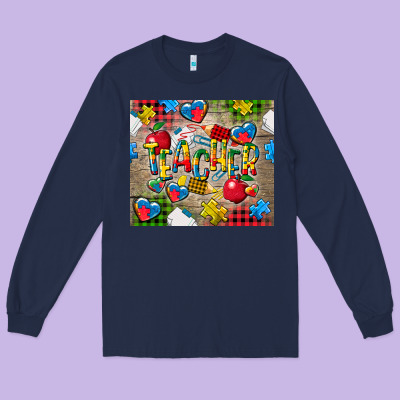 Teacher Autism Long Sleeve Tee Designed By Cowgirlartshop