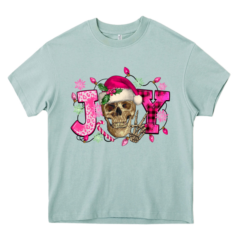 Pink Christmas Joy Skeleton Heavy Core Tee by NancyCooperArtShop | Teevron