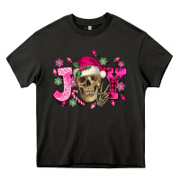 Asphalt Pink Christmas Joy skeleton Heavy Core Tee - NancyCooperArtShop