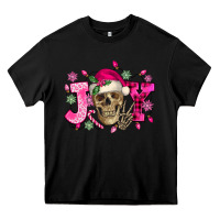 Black Pink Christmas Joy skeleton Heavy Core Tee - NancyCooperArtShop