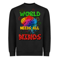 Black The world needs all kinds of minds Heavyweight Sweatshirt - FaDigitalArtStudio